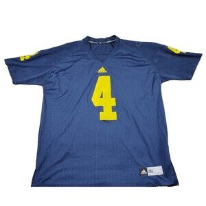 Vintage Michigan Wolverines Jersey Men's 2XL Blue #4 Adidas Jim Harbaugh